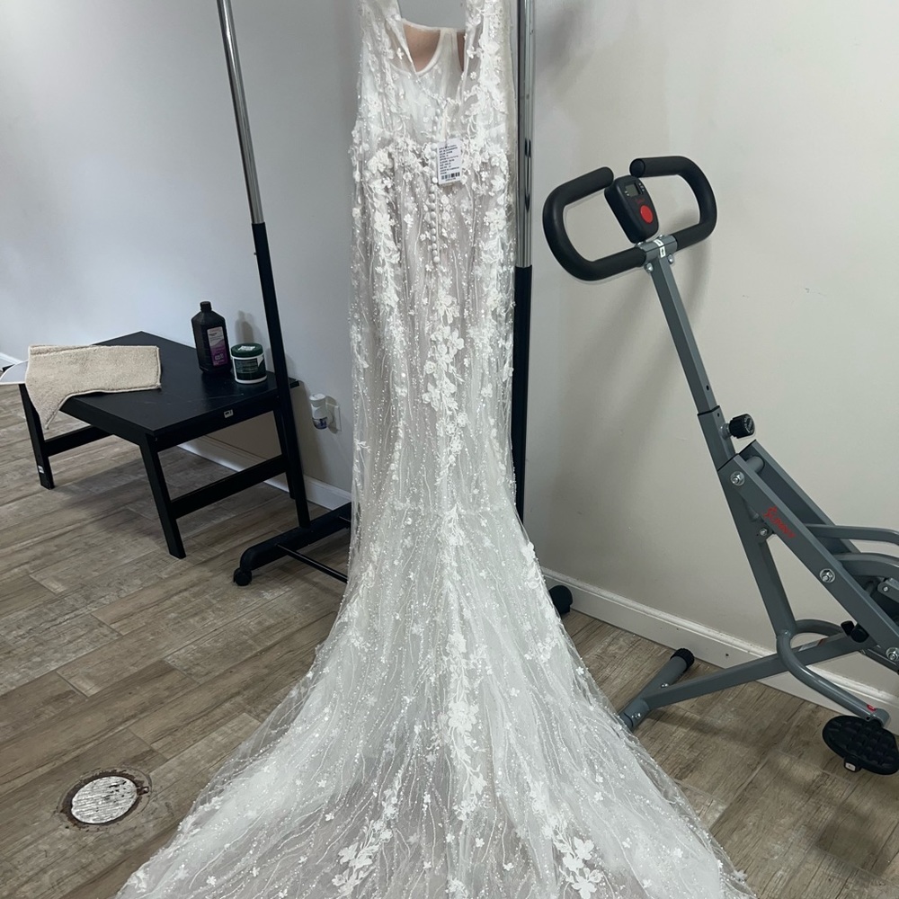 Martina Liana Ivory and Tulle over Rum Gown with Ivory Beading